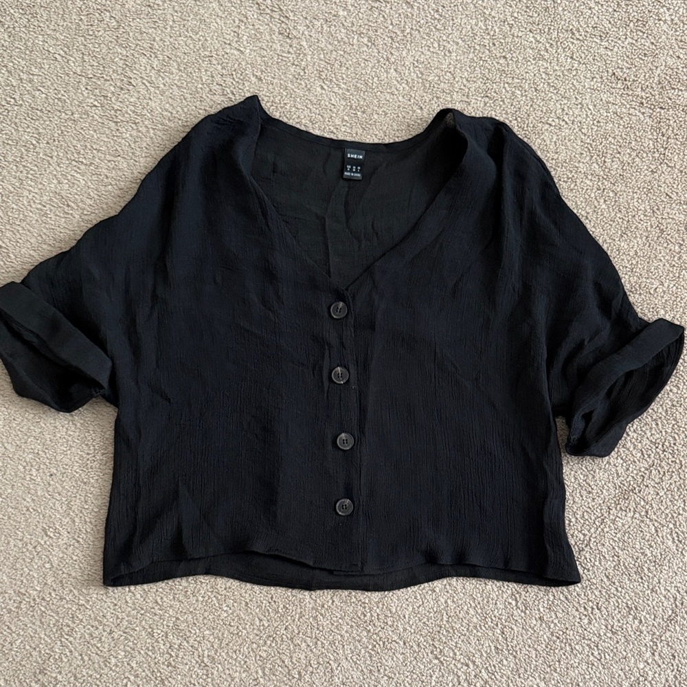 SHEIN Black Button-Down Women's Shirt